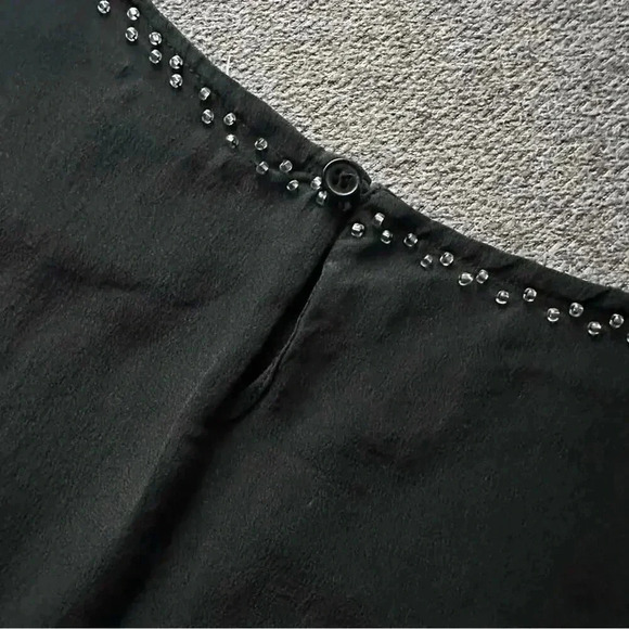 Jordan New York Black 100% Silk Beaded Trim Blouse Large - Picture 7 of 7